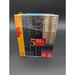 Maxell GX-Silver HGX-Gold Kodak High Grade VHS T-120 Lot of 6 New Sealed 6hr